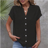 Phoebe | Blouse à col en V boutonnée et légère